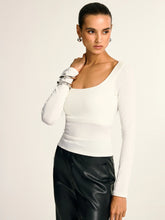 Bra-Free Slim Fit Low Neck Long Sleeve Top